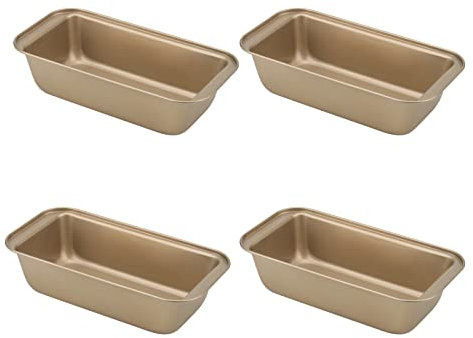 JAPCHET 4 Pack Gold Loaf Tin, 25 x 12.5 x 6.5cm Rectangle Carbon Steel Bread Pan for Oven Baking
