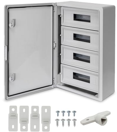 Schaltschrank aus ABS-Kunststoff mit Montageplatte aus verzinktem Stahl, 15 x 4 Mod, blickdicht, 400 x 600 x 200 mm, IP65
