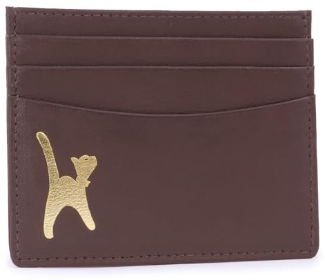 Catwalk Collection Handbags - Damen Leder Kreditkartenetui - Kartenetui Klein/Mini - 6 Kartenfächer - Geschenkbox - RFID Schutz - Polina - Braun | Kleine Damen Kreditkarten-Organizer, schlanke Tasche, Kartengeldbörse, RFID-Schutz, in Geschenkbox, leicht, minimalistisch
