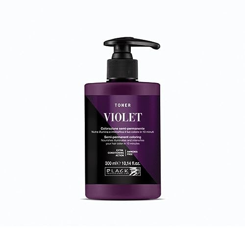 Colorazione Diretta Semipermanente per Capelli Tonalizzante Black Professional 300 ml (Viola)