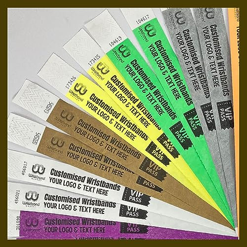 Personalisierbar mit Ihrem eigenen Logo und Text – 200 Stück – sichere reißfeste wasserdichte Tyvek-Armbänder für Kneipen, Partys, Clubs, Festivals, Veranstaltungen, Dekoration, 25 mm
