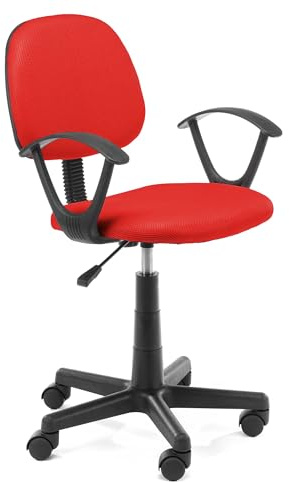 AKORD | Chaise Bureau pour Enfants FD-3 | Siège Réglable en Hauteur | Fauteuil avec Accoudoirs | Office Chair | Pivotant | Charge Maximale: 100 kg | Rouge