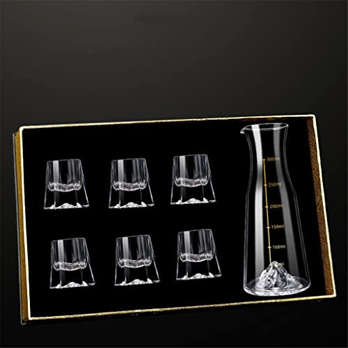 Tableware Set,13ml Mini Spirit Glass Crystal Glass Wine Glass Set Decanter Brandy Vodka Moutai Spirit Glass Family Wine Glass Set Gift Box (A 7 piece set)