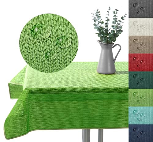 Outdoor Tischdecke Gartentischdecke wasserfest wetterbeständig rutschfest waschbar Outdoortischdecke Weichschaum Garten Balkon Camping Party Tischdeko Typ883 hellgrün 110x140 cm eckig