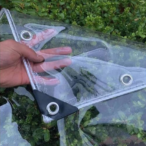 NIANXINN Wetterfeste Abdeckplane,Wasserdichte Transparente PVC Plane mit Ösen,0,35mm Reißfest Regenschutz Vorhang Für Außenbereich,Gartenmöbel,Gewächshaus,Anpassbar (160cm x 220cm)