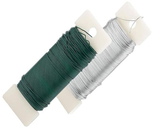 Basteldraht Dünn,2 PCS Bindedraht Wickeldraht Schmuckdraht Wickeldraht Pflanzendraht Gartendraht Blumendraht Pflanzendraht Gummiert Bindedraht Grün für Handwerk Pflanzentraining Kranze
