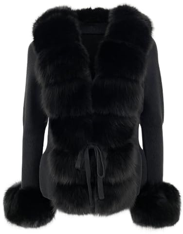 OFTBUY 2024 Moda Calda Autunno e Inverno Staccabile Vera Pelliccia di Volpe Placket Polsini Pelliccia Maglione e Giacca di Pelliccia (Bianco,Taglia unica)
