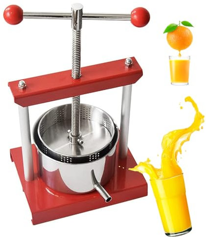 Presse-fruits manuel en acier inoxydable et poignée en fer pour jus de plantes, cidre, vin, huile d'olive, capacité de 2 l