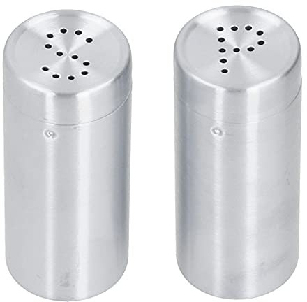 Itonash Juego de 2 Saleros y Pimenteros, Pequeños Saleros de Acero Inoxidable, Azucareros Portátiles con Tapa para el Hogar, Cocina, Barbacoa, Camping, Sal, (Color original de acero