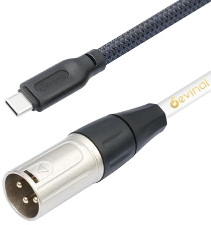 Devinal Câble USB C vers XLR, smartphone/ordinateur portable vers XLR mâle pour amplificateur, haut-parleur, console de mixage, etc. 100 cm