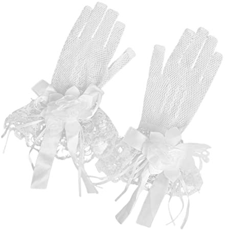LALADEFIEE 1paar Hochzeits-handschuhe Feinem Netz Mit Zarter Spitze Für Braut Teeparty Oder Festliche Anlässe Komfortabel Und Anpassungsfähig Für Handgröße