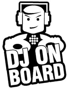 JIFENLI Car Sticker 9.7cm*12.6cm DJ ON Board Funny Safety Cute Vinyl Car Sticker Decal Sign Black Silver
