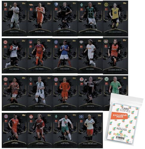 Bundle mit Topps Match Attax Bundesliga - 2024/25-19 Verschiedene Black Edge Limiterte Karten + Exklusive Collect-it Hüllen