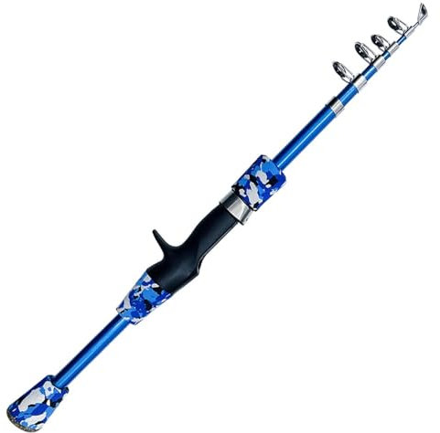 EKalgretrA Stipprute 1,3 M 1,5 M 1,8 M Baitcasting Köder Angelrute Casting Angelruten Teleskop Reise Tackle for Karpfen Hecht Fisch Pesca Blau Teleskopangel(Casting Rod,1.5M)