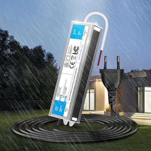 KSIBNW LED Trafo 12V 60W 5A Netzteil Adapter IP67 Outdoor Wasserdicht Transformator mit Stecker, Treiber 230V AC auf DC 12Volt Konstantspannung Niedervolt Schaltnetzteil für Außen LED Streifen