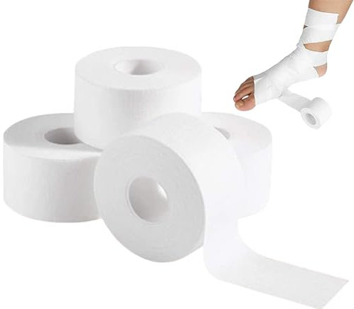 Tape Sportive,2.5cm Sport Tape Blanc,4 pièces Adhésif Bandage,2.5m Adhésif Sport Tape,Sports Bande,Bandes Adhésives de Doigt,Bandage Tape pour Pouce Poignet Cheville,Blanc