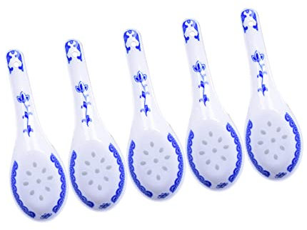 Cucharas de sopa chinas, cucharas de sopa asiáticas de cerámica, Cucharas de sopa chinas, cucharas chinas europeas, cucharas de aperitivo de porcelana, 5 cucharas de sopa, cucharas de porcelana pintad