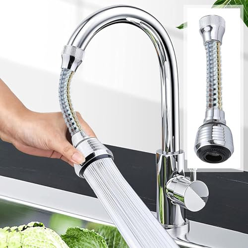 Estensore mobile per rubinetto da cucina, spruzzatore flessibile a 360°, in ABS cromato lucido, per lavello da cucina, acqua fredda e calda