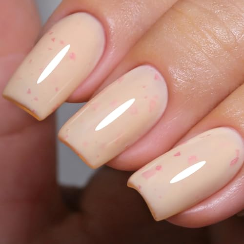 Ozzeal Pastel Gel Polish,15ML Light Orange Flake Glitter Gel Nail Polish Macaron Spring Summer LED UV Speckled Sparkle Art Starter Manicure Salon DIY Nail
