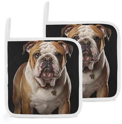 Topflappen für die Küche, rutschfest, hitzebeständig, englische Bulldogge, Esstischunterlagen, pflegeleicht, für Küche, Kochen, Backen, 2 Stück