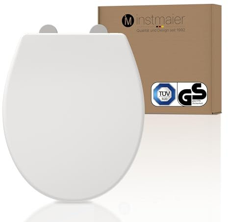 instmaier Helma | Toilettendeckel mit Absenkautomatik | Weiß | TÜV geprüft | Ovale Form | Toilettensitz aus Duroplast | Quick Release Funktion | Antibakteriell