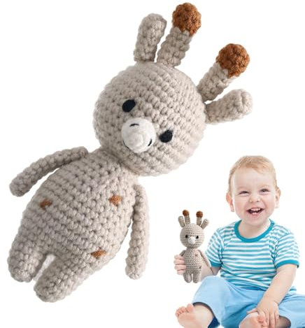 Hölzerne Häkelbaby Rassle, Holz Baby Rassel Spielzeug | Häkeln handgefertigter Greifer Shake Rassle | Beruhigende Teether -Spielzeug, Osterkorb Stuffs, Stofftiere, Babypartydekor für Kinder