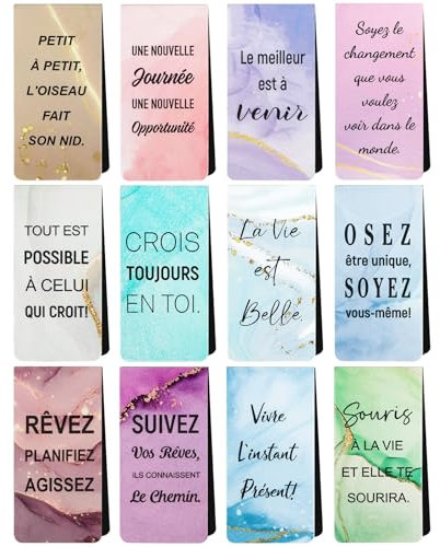 12 Marque-Pages Magnétiques Motivants Signets Décoration Papeterie Cadeau Fête Anniversaire pour Étudiant Famille Ami École Cadeau