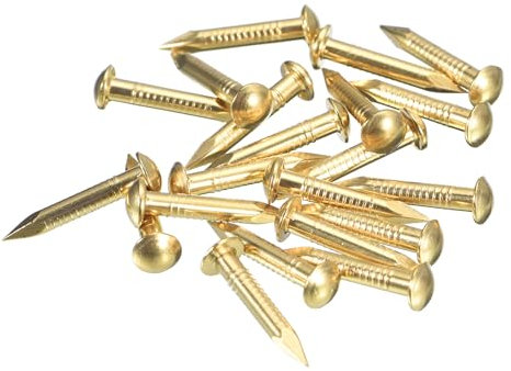 sourcing map 15Pcs Small Tiny Nails 2.8x20mm(DXL) Tiny Brass Nails Hardware Round Head Brass Nail for Wooden DIY Projects Decorative Boxes Household, Brass Tone