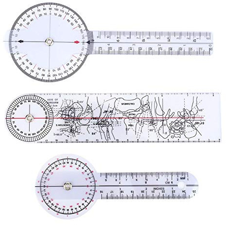 360 Gradi Prospractor Winkel Rulers per la Misurazione Articolare, 3pcs Goniometro Vertebrale in Plastica, Luce e Durevole, 6/8/10 Pollici