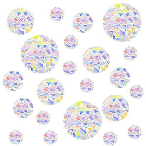 Piriuuo 36 Pcs Circle Window Decals to Bird Strikes, Window Stickers for Birds Anti-Collision Bird Windows Strike Prevention Non Adhesive Vinyl Rainbow Windows Cling to Save Birds from Glass Strikes