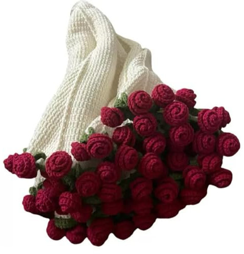 budiniao Coperta di fiori di giglio fai da te, bouquet o coperta all'uncinetto fatta a mano in tessuto morbido e resistente, gomitolo di filato, confezione all'uncinetto, digitare+1