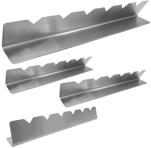 Grillspießhalter, Edelstahl-Grillrost mit gezackten Kanten, 30 x 4 x 3 cm, stapelbar für Fleisch und Gemüse, 4 Stück