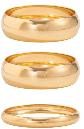 XFSRG Juego de 3 Pulseras Oversize Anchos Brazalete Statement Apilables Accesorio de Moda para el Día a Día Fiestas y Regalo （Oro）