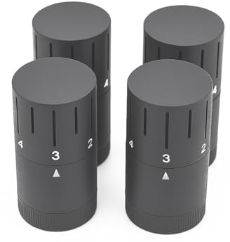 WITEN&NOCK 4er Set Thermostatköpfe M30 x 1,5 Thermostatkopf Mit Nullstellung Heizkörperventil Anthrazit für Heizkörper