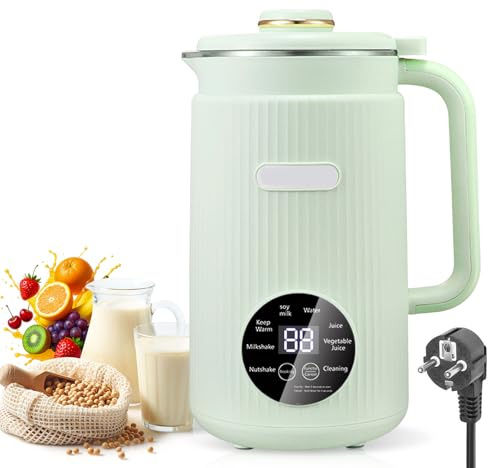 Automatisk 8-i-1 mjölkmaskin, 1 200 ml, automatisk muttermjölkmaskin med 12 blad, timer, varmhållningsfunktion, självrengörande, för havremjölk, mandelmjölk, fruktjuice, grönsaksjuice (grön)