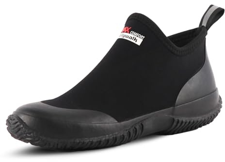Jollywalk Rubber ankle rain boots,100% rubber,waterproof,anti slip,easy to clean,suitable for walking,walking dogs,yard maintenance (Black, 6, Adult, Men, 6, Numeric, UK Footwear Size System, Medium)
