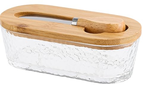 Mantequillera | 300 ml de Vidrio Cuadrado Hermético | Mantequillera con Tapa para Encimera | para Hogar Cocina Oficina Dormitorio Picnic Viaje Encimera