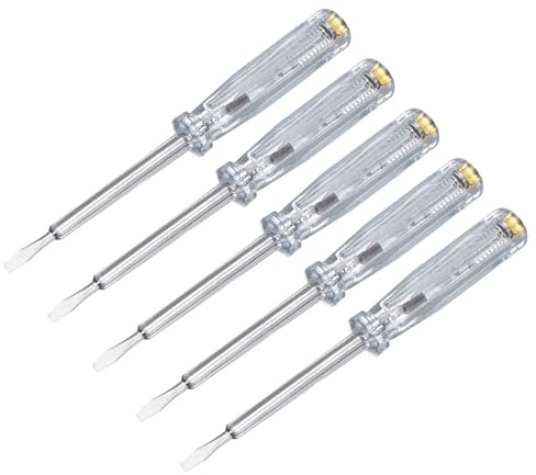QUARKZMAN 5 Pcs Stylo Testeur De Tension, Tournevis Testeur Electrique A Tete Plate 5mm, Detecteur De Circuit AC 90-500V Avec Indicateur Neon Pour Tests Electriques Industriels Et