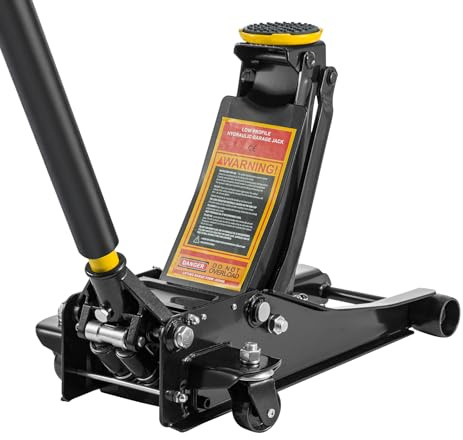 ARATERVIO 3 Tonnen Wagenheber Hydraulisch – Low Profile Rangierwagenheber mit Doppelkolben System, Schwerlast Stahl, Flachbauweise, Drehbare Rollen & Hoher Hub – Auto Wagenheber (Gelb)