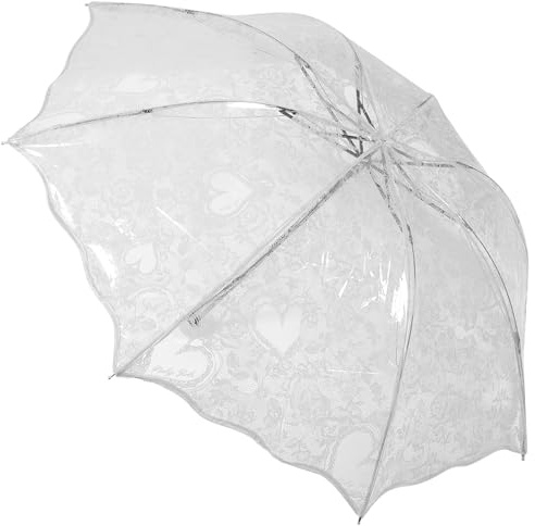 GARVALON Faltbarer Braut Regenschirm aus Weißem Kunststoff und Metall mit Vintage Spitzen Design Komfortablem Griff für Hochzeiten und Bühnenauftritte