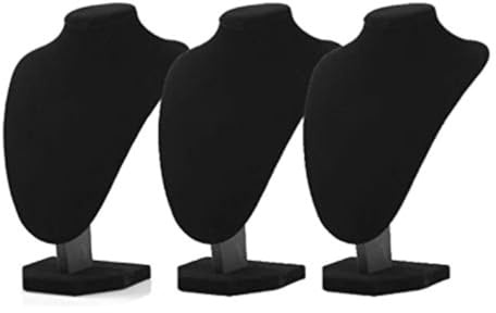Comelyjewel Necklace Display Stand Set of 3, 8.7 Velvet Jewelry Bust for Necklaces & Earrings, Tangle-Free Organizer for Dresser, Jewelry Display for Home & Vendors (Black)