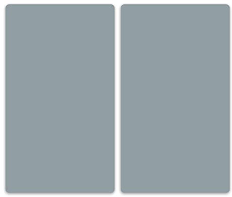 decorwelt | Herdabdeckplatten 2x30x52 cm Ceranfeldabdeckung 2-Teilig Universal Elektroherd Induktion für Kochplatten Herdschutz Deko Schneidebrett Sicherheitsglas Spritzschutz Glas Grau