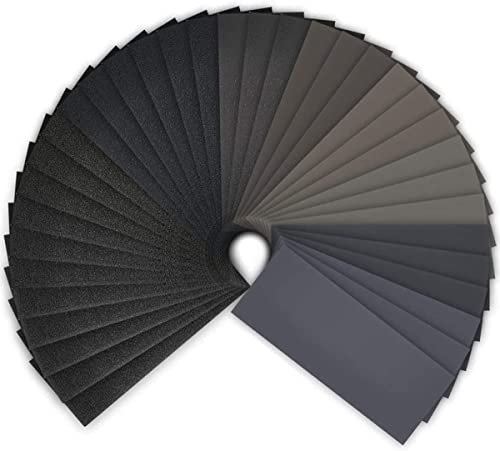 Schleifpapier 120 bis 3000 Körnung Trocken Nass 23x9cm Schmirgelpapier zum Holz Metall Autos 42 Stück