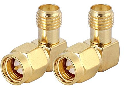 2Pcs SMA Adaptador Coaxial, SMA Hembra a SMA Macho Adaptador de Ángulo Recto RF Convertidor Conector para Aplicaciones de RF, Antenas, WiFi, Cable Coaxial, Antenas LAN Inalámbricas, etc