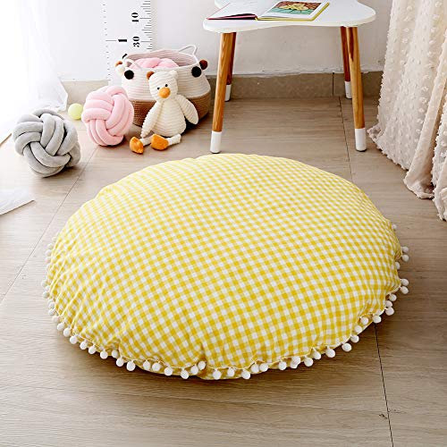 Nicole Knupfer Kinderteppich, Baby Krabbeln Matte Neugeborenes Baby Padded Spiel Matten Baumwolle Krabbeln Mat Spiel Teppiche Runde Boden Teppich 95cm (Gelb)