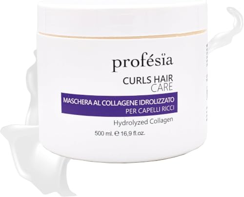 PROFESIA Mascarilla para cabello rizado con colágeno hidrolizado, mascarilla profesional hidratante y antiencrespamiento para rizos definidos, elásticos, suaves y luminosos, 500 ml