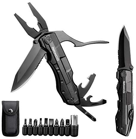 RAXCO 18-in-1 Multifunktionswerkzeug - Kompaktes Outdoor-Überlebenstool mit Zange, Messer, Flaschenöffner und Schraubenzieher für Jagd und Angeln