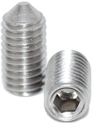 Tornillos prisioneros M5 x 4 con hexágono interior y punta, 10 unidades, ISO 4027 A2, acero inoxidable