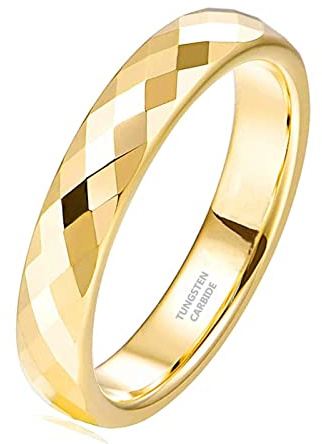 Zakk Ring Damen Herren Rosegold Schwarz Wolfram Schmal 4mm Breit Facetten Poliert Verlobungsringe Eheringe Partnerringe Versprechensring