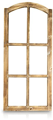 Blümelhuber Deko Vintage Stallfenster Landhausstil Deko - Vintage Deko Fenster mit Halbbogen aus Holz ohne Scheiben - Wand Deko Holz - Holzfenster Deko